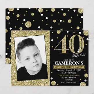 Glitter Adult Milestone Birthday Photo Invitation