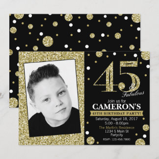 Glitter Adult Milestone Birthday Photo Invitation
