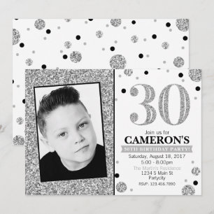 Glitter Adult Milestone Birthday Photo Invite