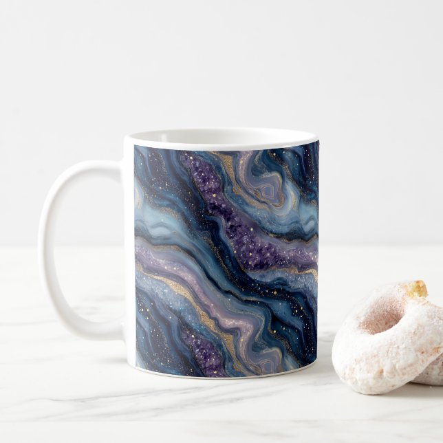 Glitter Agate Purple Blue Coffee Mug (With Donut)