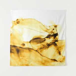 Glitter Alcohol Ink Art. Japanese Ink Style. Beig Tapestry
