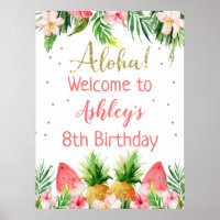 Glitter Aloha Floral Fruit Birthday Welcome