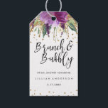 Glitter Amethyst Brunch and Bubbly Bridal Shower Gift Tags<br><div class="desc">Beautiful watercolor and calligraphy design. Matching collection in the Little Bayleigh Store. We have used artwork from: www.createthecut.com</div>