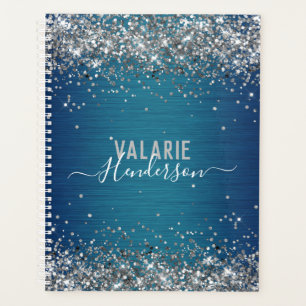Glitter and Brushed Metal Monogram Planner