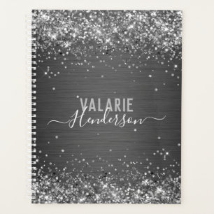 Glitter and Brushed Metal Monogram Planner