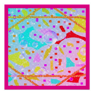 GLITTER AND BUBBLES DESIGN PASTELS ART POSTER