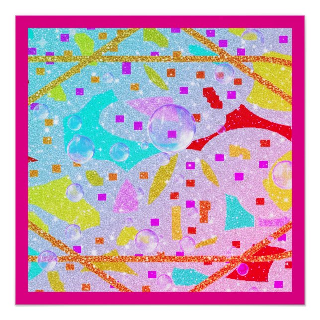 GLITTER AND BUBBLES DESIGN PASTELS ART POSTER (Front)