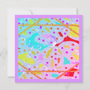 GLITTER AND BUBBLES DESIGN PASTELS ART THANK YOU CARD
