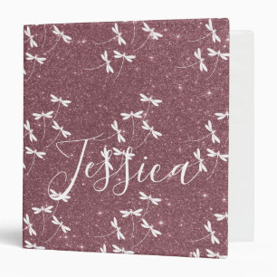 Glitter and dragonflies personalized binder
