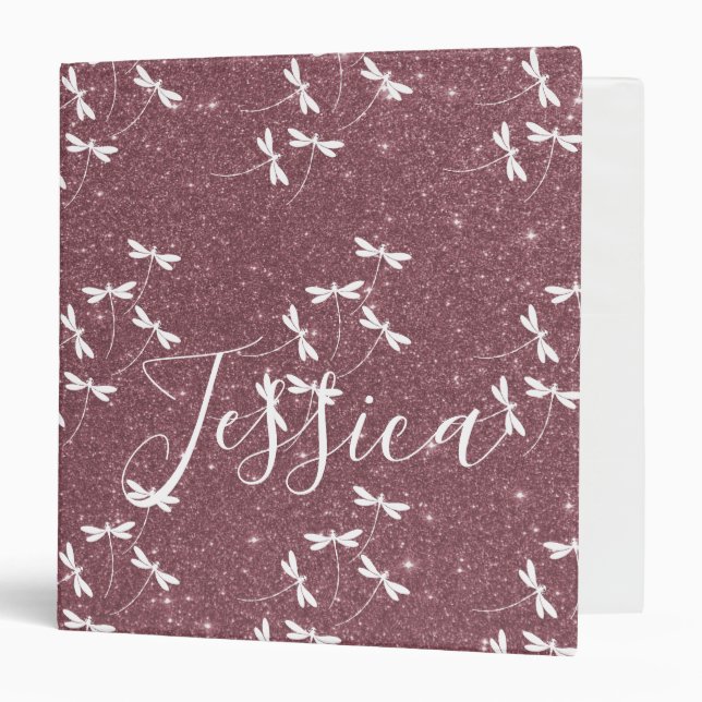 Glitter and dragonflies personalized  binder (Front/Inside)