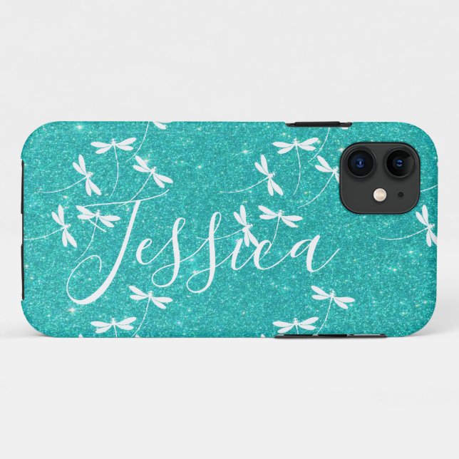 Glitter and dragonflies personalized Case-Mate iP iPhone Case (Back (Horizontal))