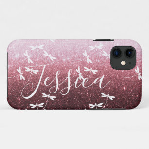 Glitter and dragonflies personalized  Case-Mate iP iPhone 11 Case