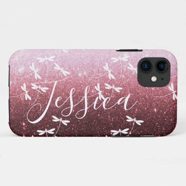 Glitter and dragonflies personalized  Case-Mate iP iPhone Case (Back (Horizontal))