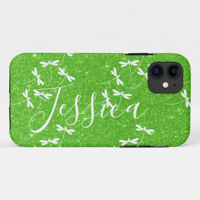 Glitter and dragonflies personalized  Case-Mate iP iPhone Case (Back (Horizontal))