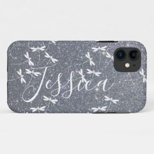 Glitter and dragonflies personalized  Case-Mate iP iPhone 11 Case
