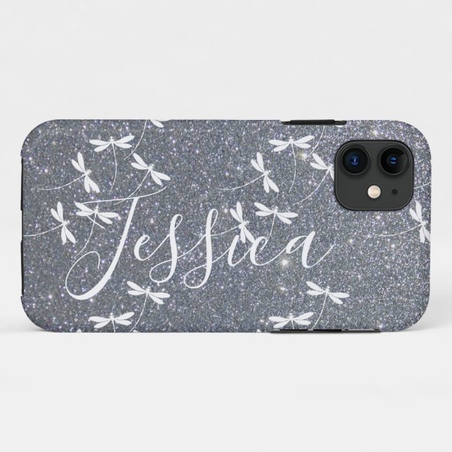 Glitter and dragonflies personalized  Case-Mate iP iPhone Case (Back (Horizontal))