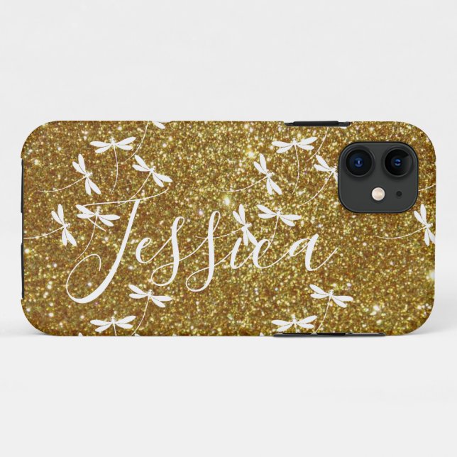 Glitter and dragonflies personalized  Case-Mate iP iPhone Case (Back (Horizontal))