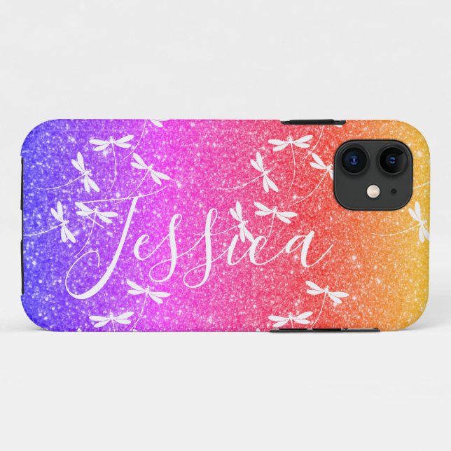 Glitter and dragonflies personalized  Case-Mate iP iPhone Case (Back (Horizontal))