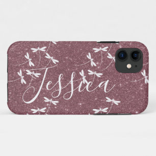 Glitter and dragonflies personalized  iPhone 11 case