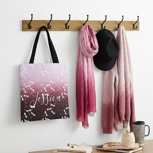 Glitter and dragonflies personalized  tote bag