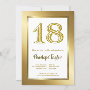 Glitter and Gold 18th Birthday Party Invitation