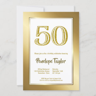 Glitter and Gold 50th Birthday Party Invitation