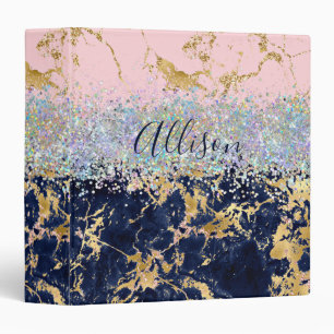 Glitter and marble personalized  binder