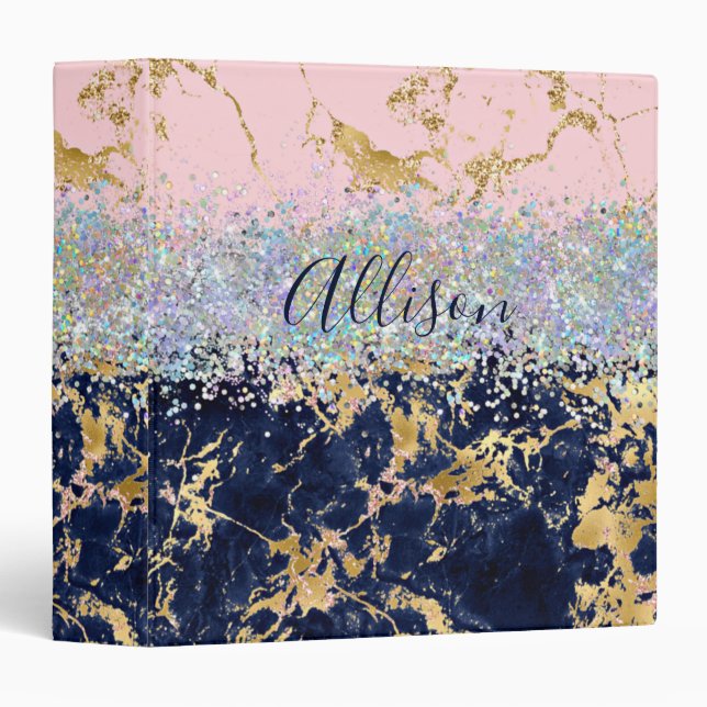 Glitter and marble personalized  binder (Front/Spine)
