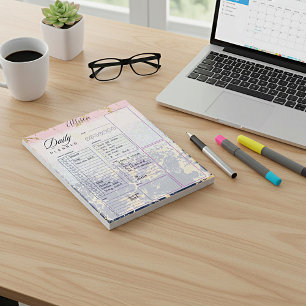 Glitter and marble personalized daily planner notepad