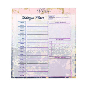 Glitter and marble personalized day planner notepad