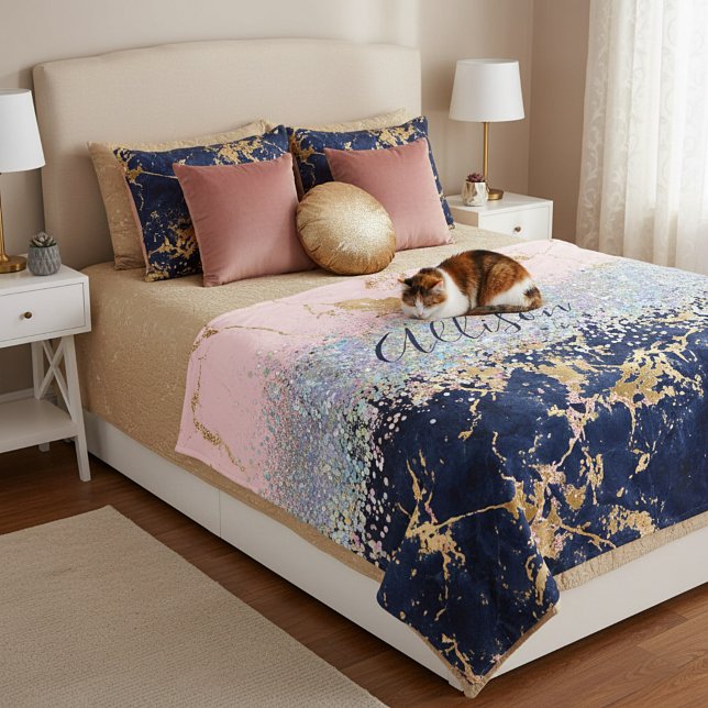 Glitter and marble personalized  fleece blanket (Creator Uploaded)