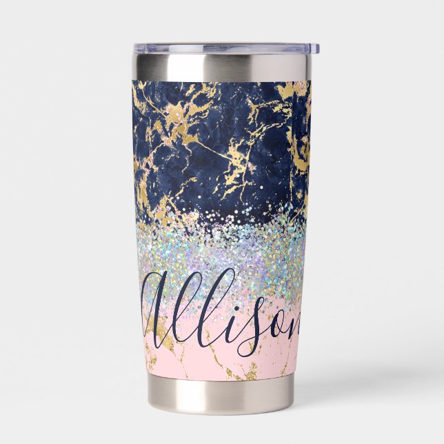 Glitter and marble personalized   insulated tumbler (Left)