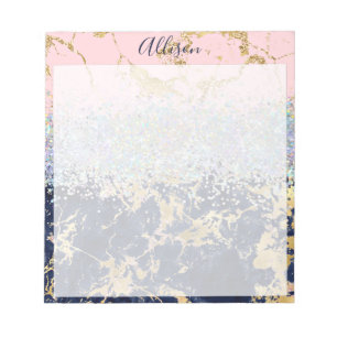Glitter and marble personalized notepad