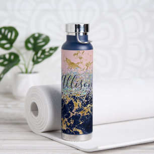Glitter and marble personalized  water bottle