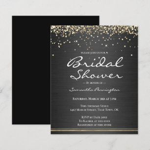 Glitter and Metal Bridal Shower Budget Invitation