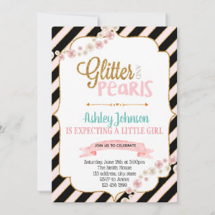 Glitter and pearls party invitation
