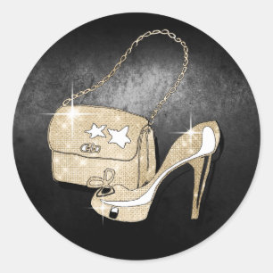 Glitter and Shine Accessories Black/Gold ID675 Classic Round Sticker