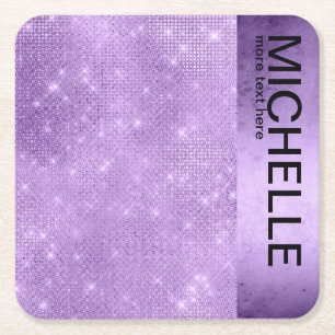 Glitter and Shine Name Violet ID673 Square Paper Coaster