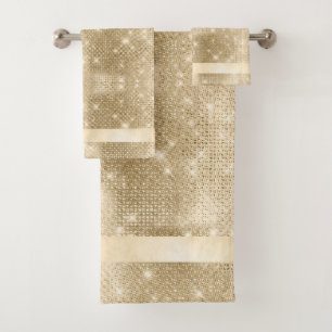 Glitter and Shine Pattern Gold ID671 Bath Towel Set