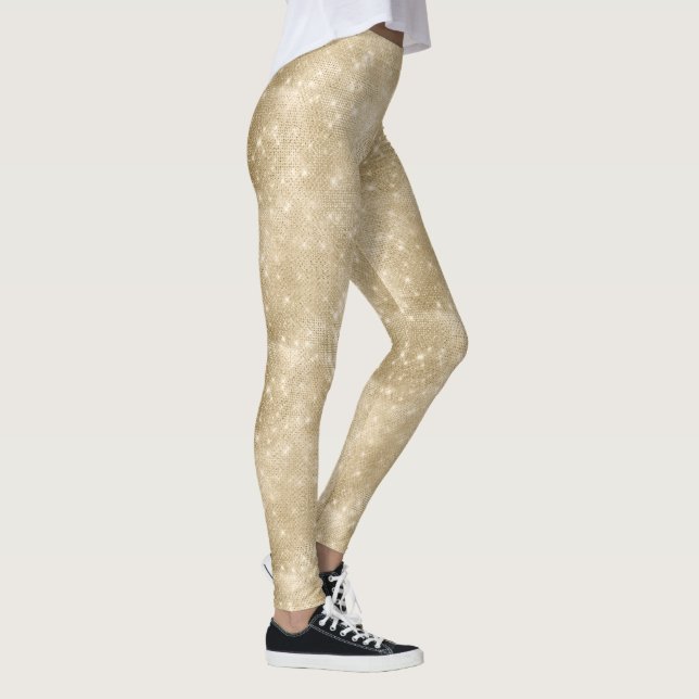 Glitter and Shine Pattern Gold ID671 Leggings (Right)