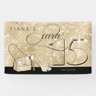 Glitter and Shine Quinceanera Black/Gold Hor ID701 Banner