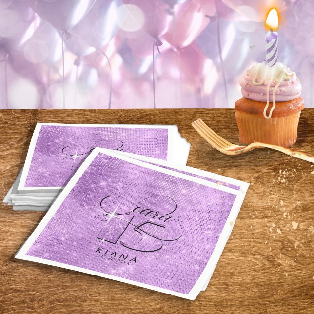 Glitter and Shine Quinceanera V1 Violet ID701 Napkin (Creator Uploaded)