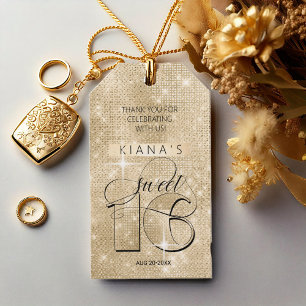 Glitter and Shine Sweet 16 Gold ID675 Gift Tags