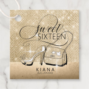 Glitter and Shine Sweet 16 V2 Gold ID675 Favour Tags