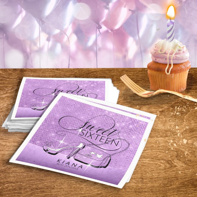 Glitter and Shine Sweet 16 V2 Violet ID675 Napkin (Creator Uploaded)