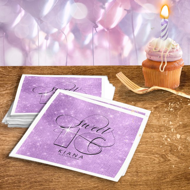 Glitter and Shine Sweet 16 Violet ID675 Napkin (Creator Uploaded)