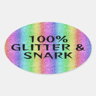 Glitter and snark - sarcastic crafter humor oval sticker