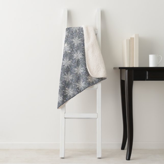 Glitter and snowflakes  sherpa blanket (In Situ)