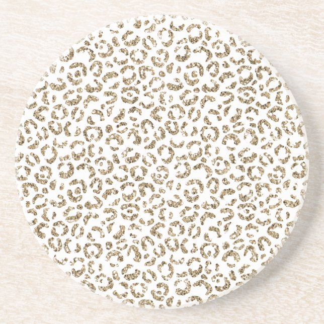 Glitter Antique Gold Leopard Print         Coaster (Front)