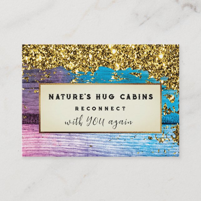 *~*   Glitter AP49  Rustic QR Weathered Wood Business Card (Front)